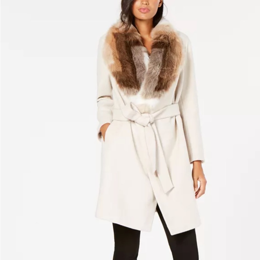 Faux Fur Collar Drape coat XL